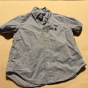 Ralph Lauren Light Blue & White Gingham Short-Sleeve Button-Down Shirt - Kids